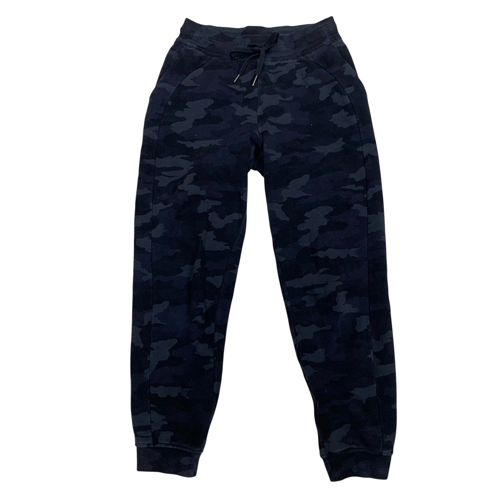 Lululemon Joggers Womens 6 Black Heritage 365 Camo Scuba High Rise Fleece Pants
